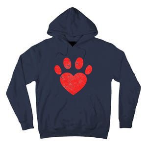 Funny Valentines Day Paw Print Heart Dog Cat Owner Tall Hoodie