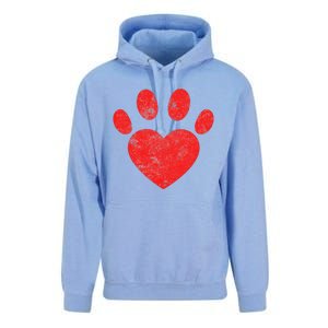 Funny Valentines Day Paw Print Heart Dog Cat Owner Unisex Surf Hoodie