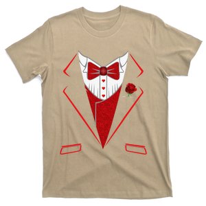 Funny Valentine's Day Tuxedo Red Plaid Bow Tie Outfits T-Shirt