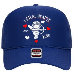 FUNNY VALENTINE'S DAYs Heartbreaker I Steal Hearts High Crown Mesh Back Trucker Hat