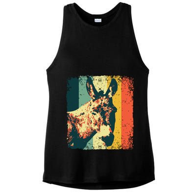 Funny Vintage Donkey Design For Safari Mule Equine Ladies PosiCharge Tri-Blend Wicking Tank