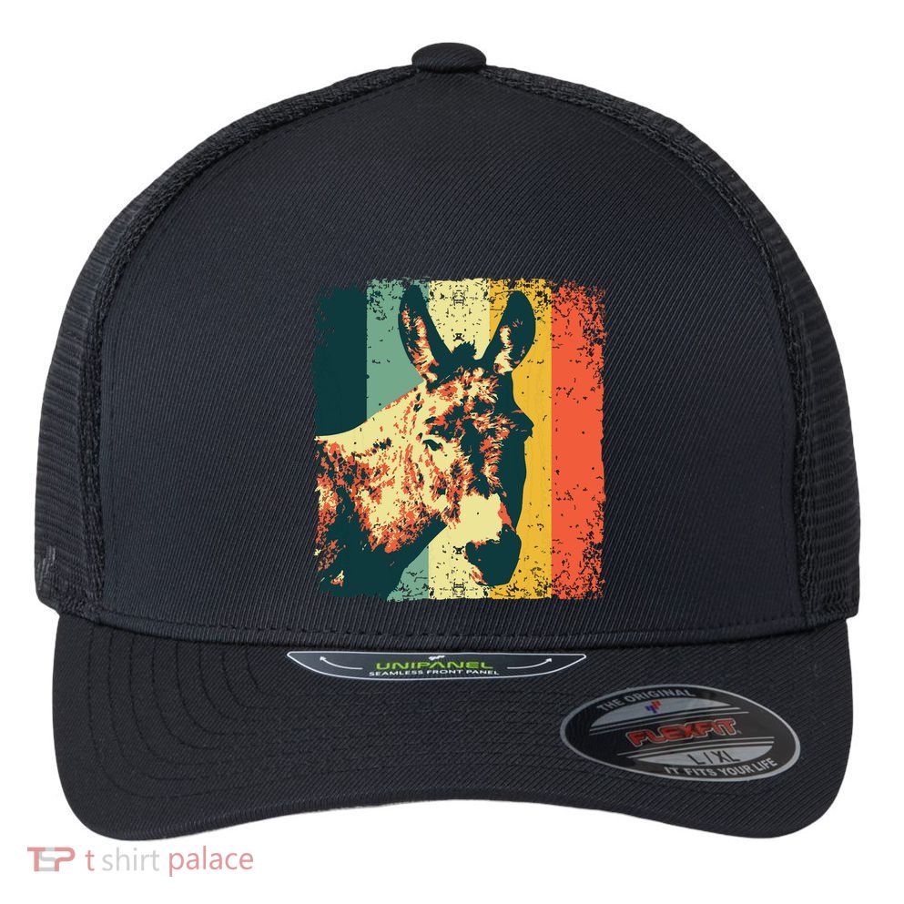 Funny Vintage Donkey Design For Safari Mule Equine Flexfit Unipanel Trucker Cap