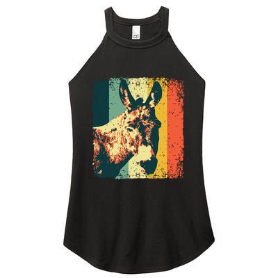 Funny Vintage Donkey Design For Safari Mule Equine Women's Perfect Tri Rocker Tank