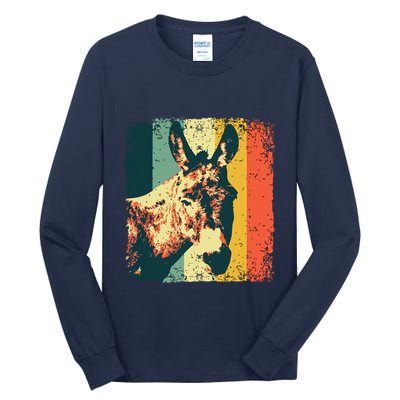 Funny Vintage Donkey Design For Safari Mule Equine Tall Long Sleeve T-Shirt