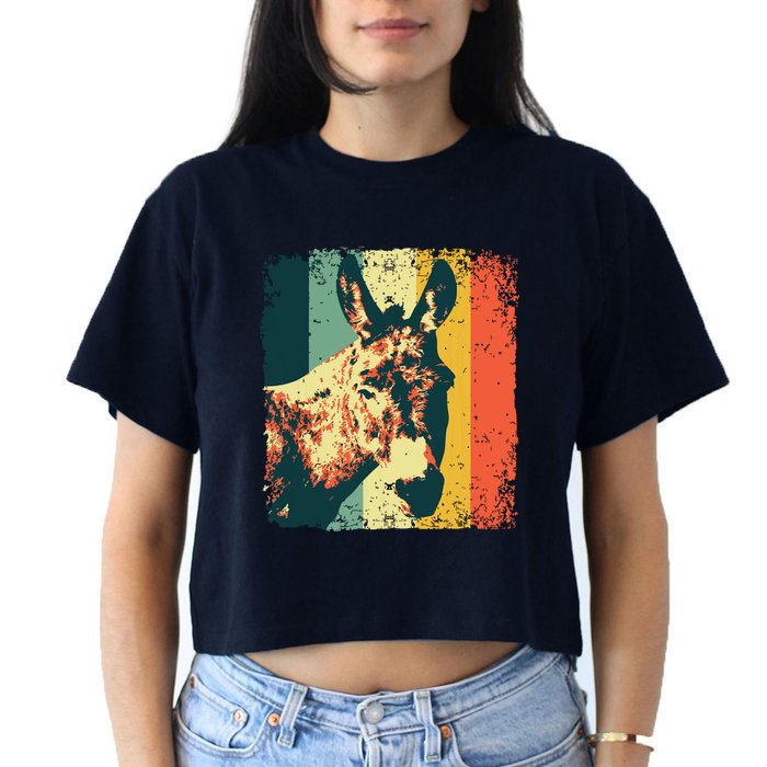 Funny Vintage Donkey Design For Safari Mule Equine Crop Top