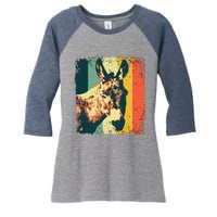 Funny Vintage Donkey Design For Safari Mule Equine Women's Tri-Blend 3/4-Sleeve Raglan Shirt