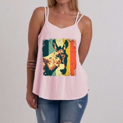 Funny Vintage Donkey Design For Safari Mule Equine Women's Strappy Tank