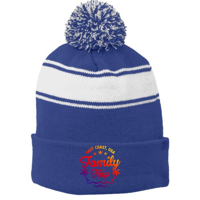 Family Vacation East Coast Funny Gift Stripe Pom Pom Beanie