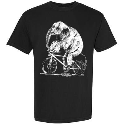 Funny Vintage Elephant On Bike Bicycle Garment-Dyed Heavyweight T-Shirt