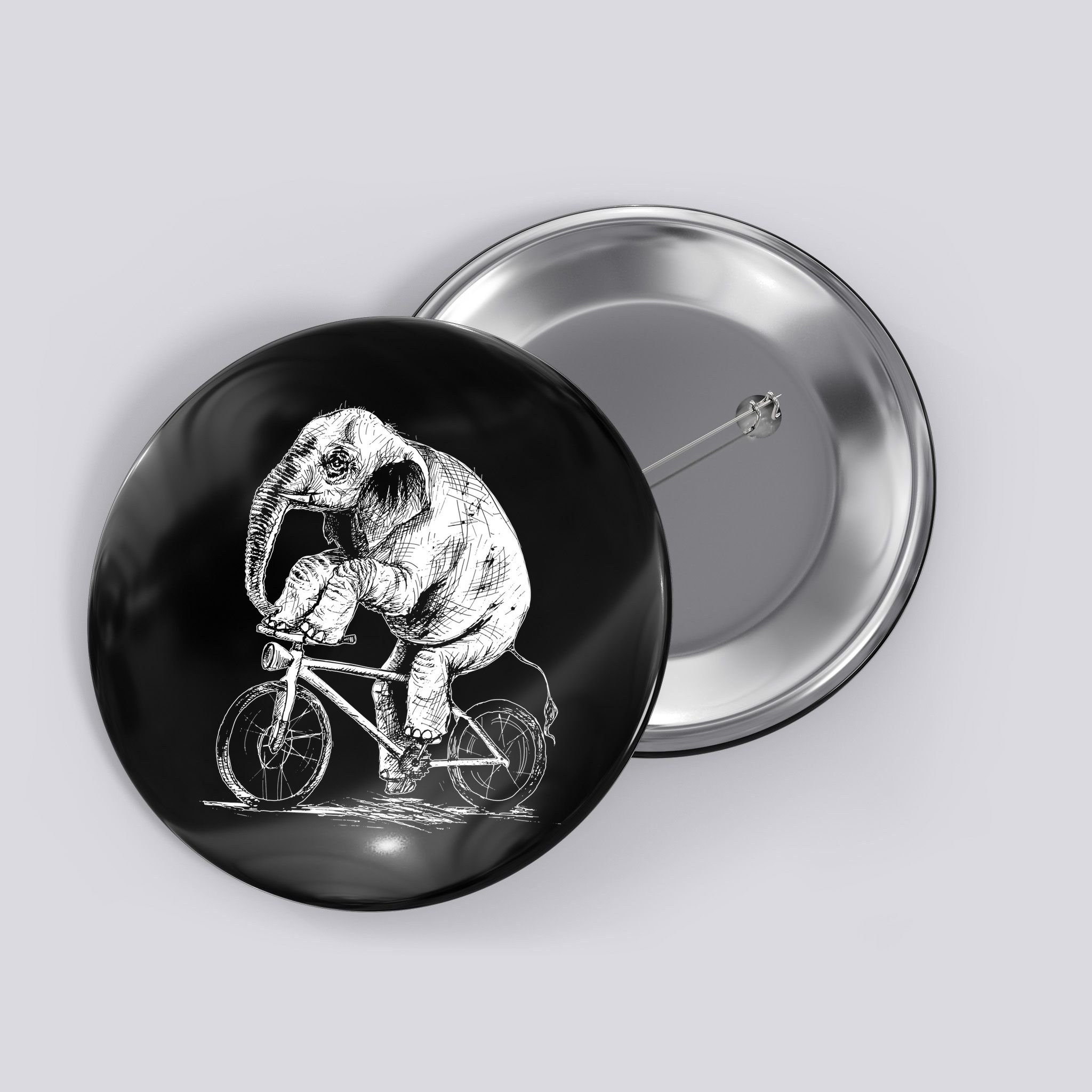 Funny Vintage Elephant On Bike Bicycle Button