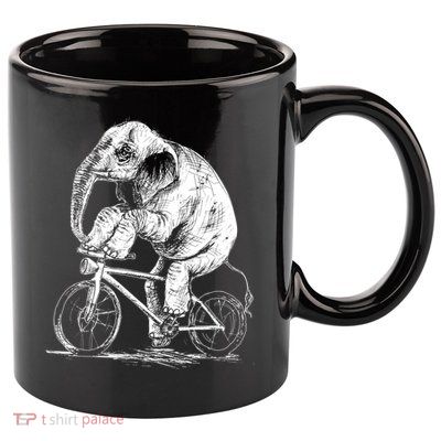 Funny Vintage Elephant On Bike Bicycle 11oz C Handle Ceramic Mug
