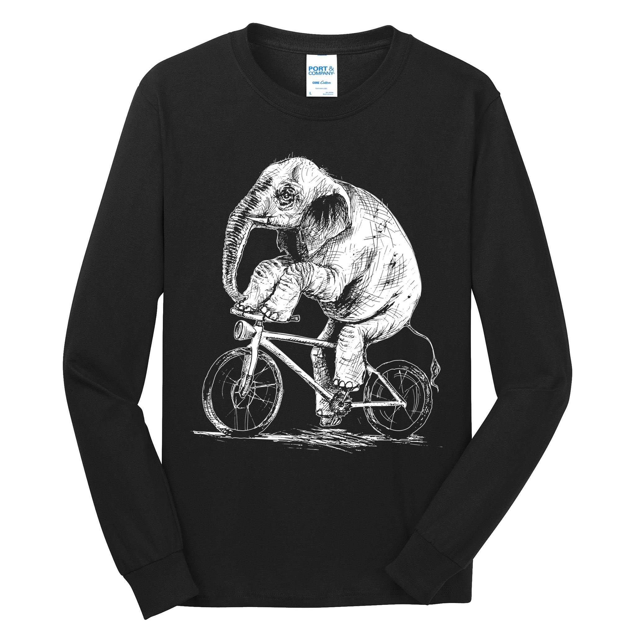 Funny Vintage Elephant On Bike Bicycle Tall Long Sleeve T-Shirt