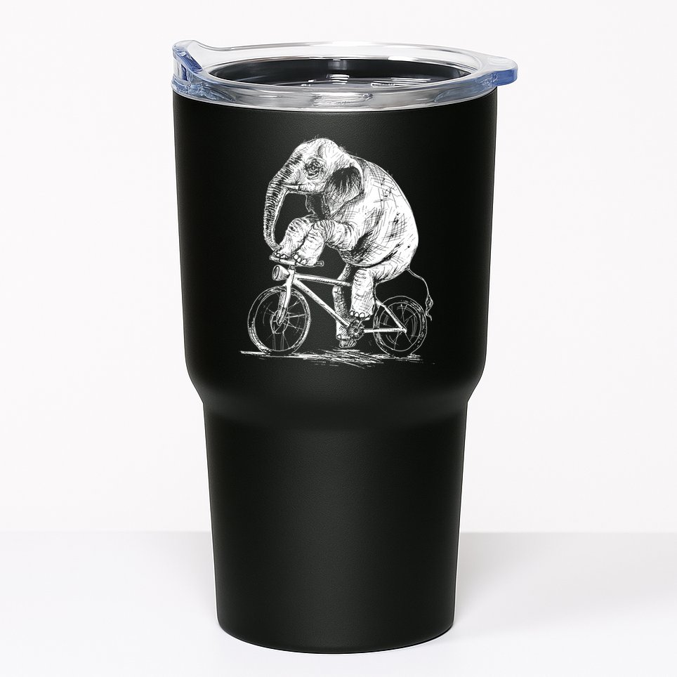 Funny Vintage Elephant On Bike Bicycle Tumbler