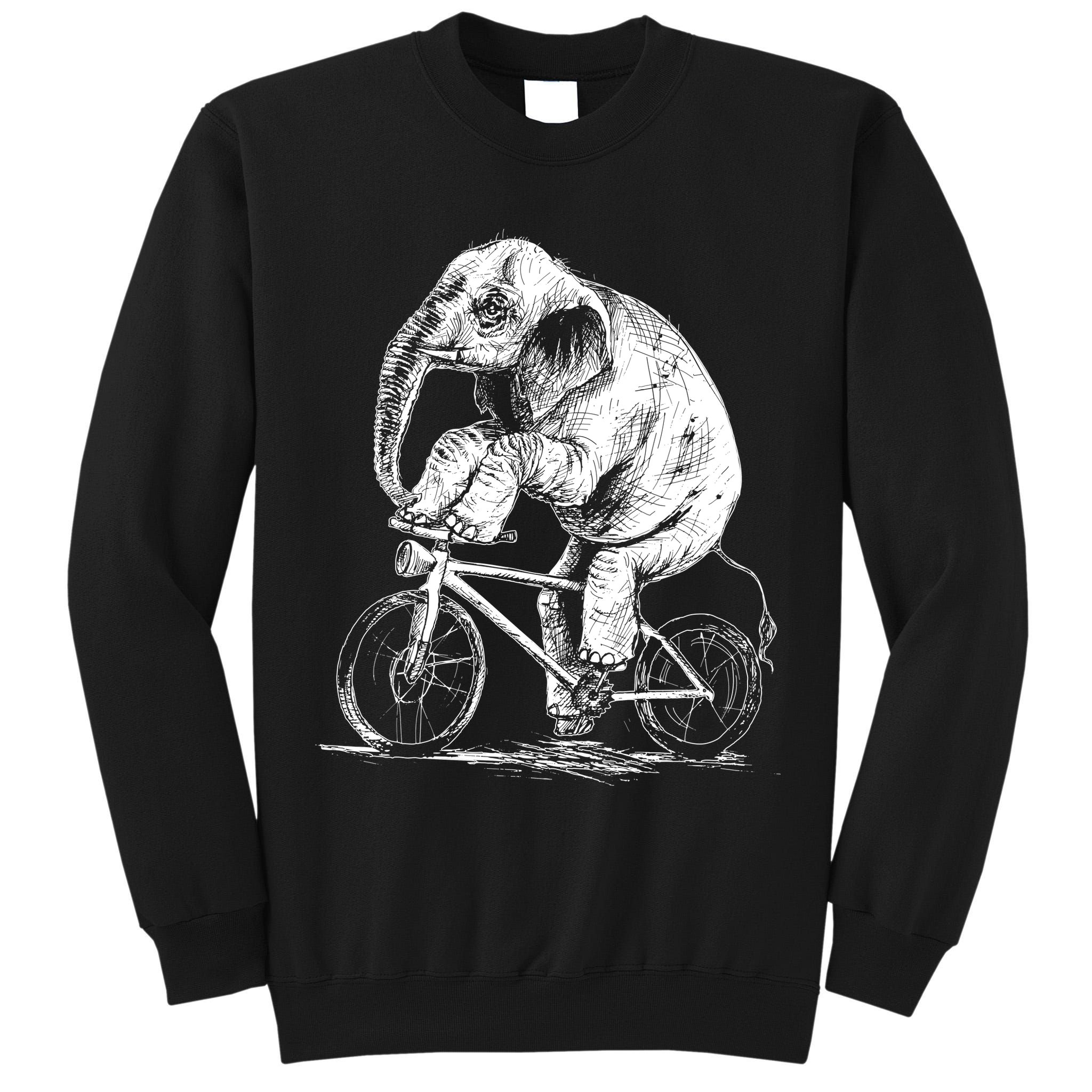 Funny Vintage Elephant On Bike Bicycle Tall Sweatshirt