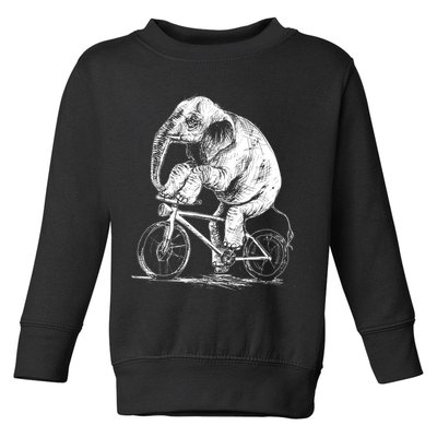 Funny Vintage Elephant On Bike Bicycle Toddler Sweatshirt