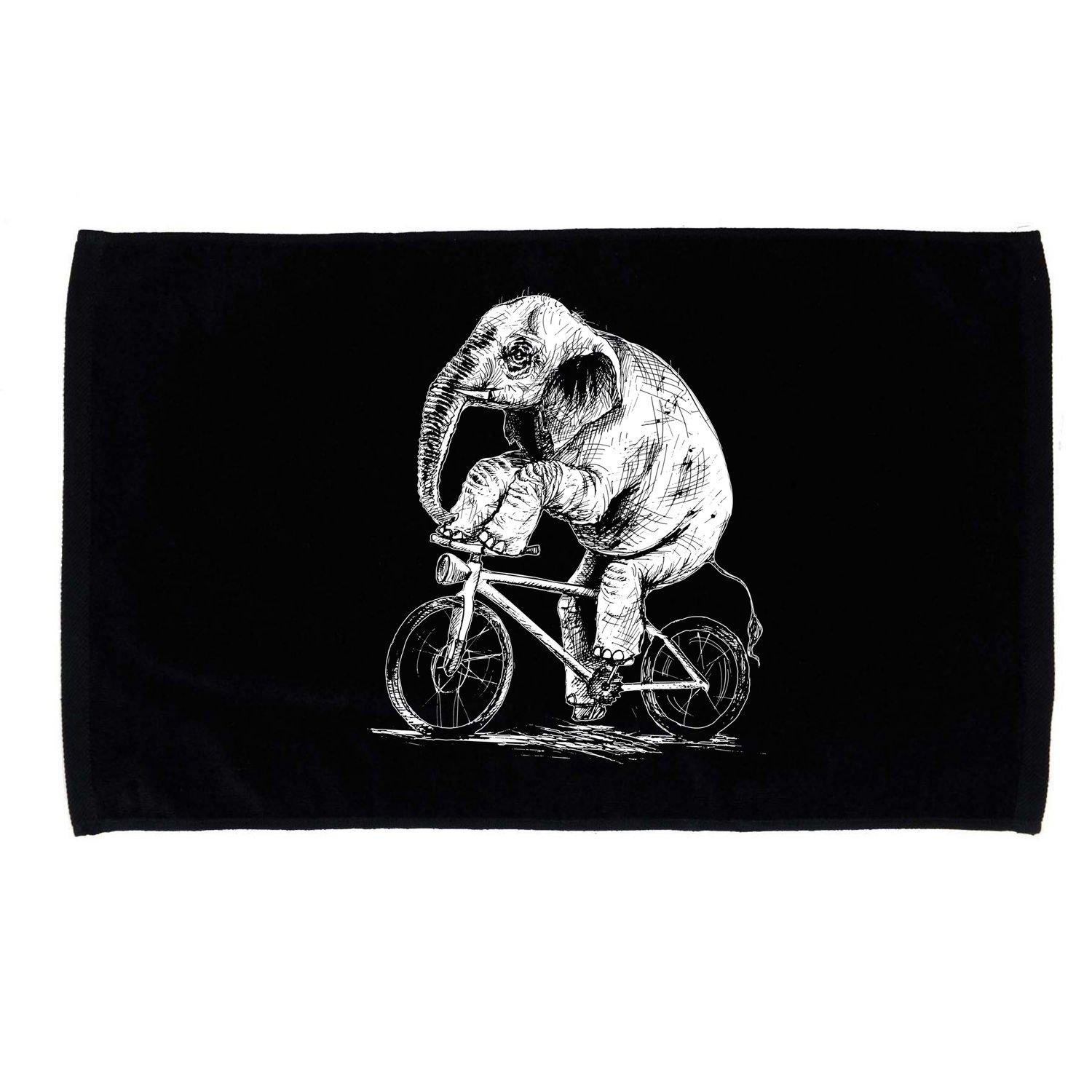 Funny Vintage Elephant On Bike Bicycle Microfiber Hand Towel