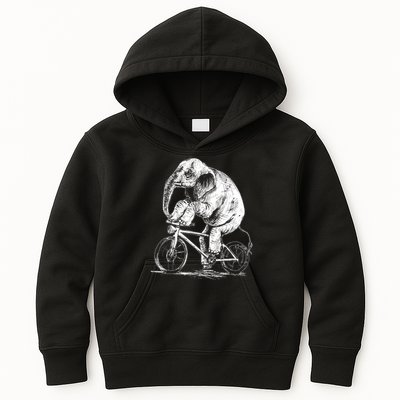 Funny Vintage Elephant On Bike Bicycle Kids Hoodie