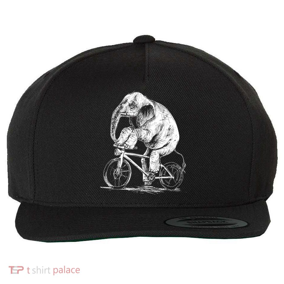 Funny Vintage Elephant On Bike Bicycle Wool Snapback Cap
