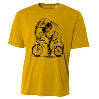 Funny Vintage Elephant On Bike Bicycle Cooling Performance Crew T-Shirt