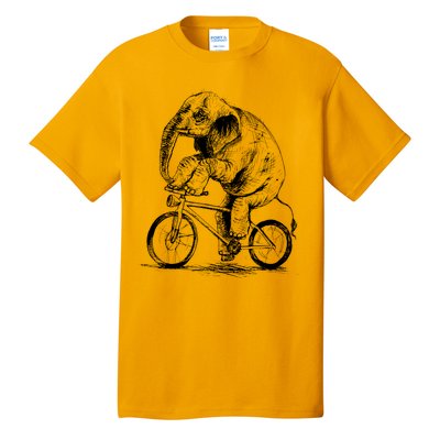 Funny Vintage Elephant On Bike Bicycle Tall T-Shirt