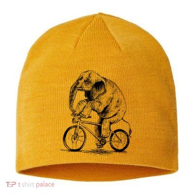 Funny Vintage Elephant On Bike Bicycle Sustainable Beanie