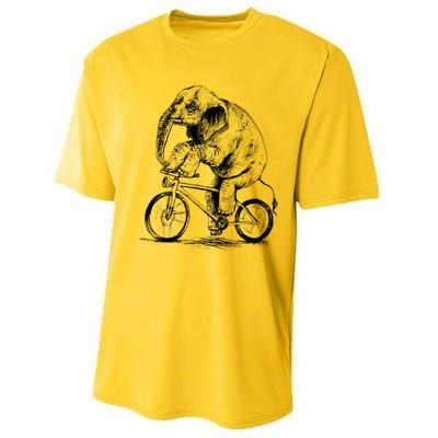 Funny Vintage Elephant On Bike Bicycle Performance Sprint T-Shirt