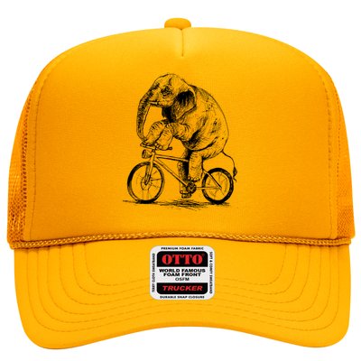 Funny Vintage Elephant On Bike Bicycle Trucker Hat