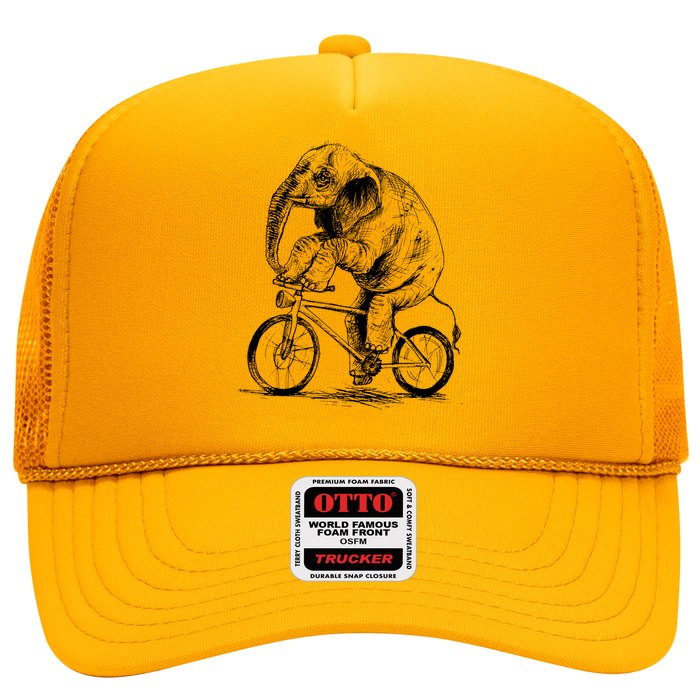 Funny Vintage Elephant On Bike Bicycle Trucker Hat