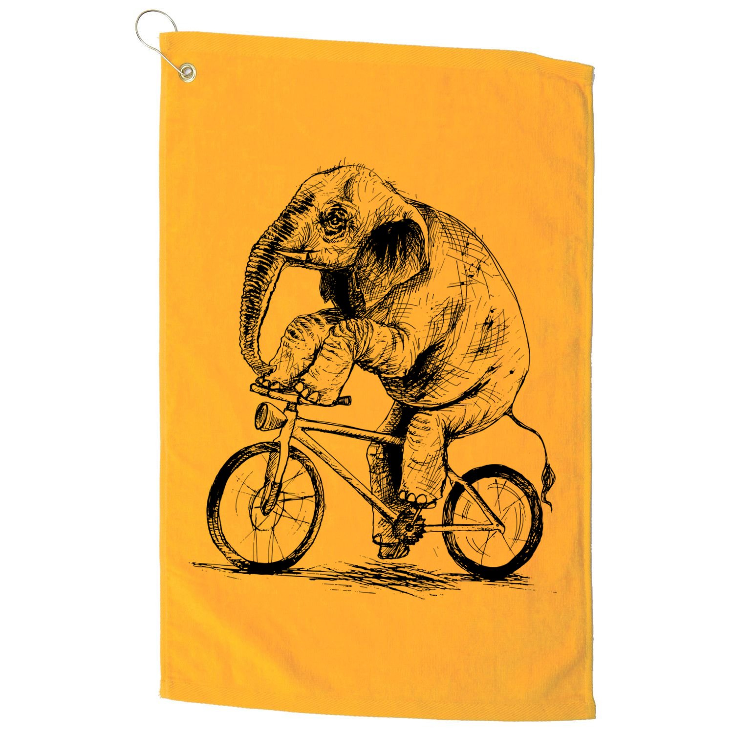 Funny Vintage Elephant On Bike Bicycle Golf Towel