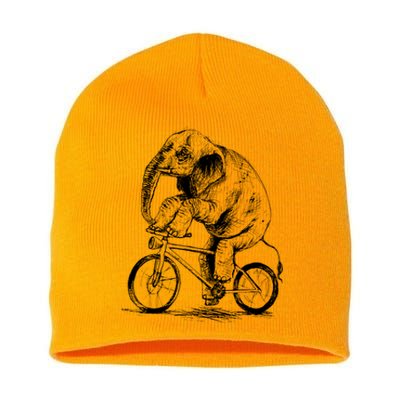 Funny Vintage Elephant On Bike Bicycle Short Acrylic Beanie