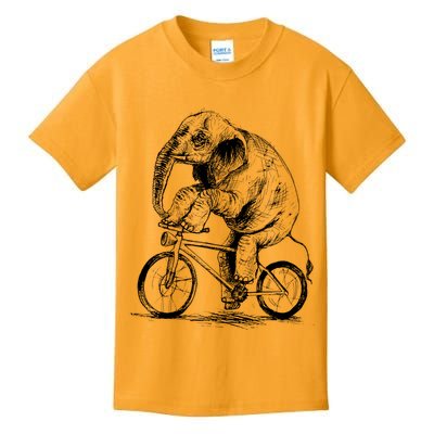 Funny Vintage Elephant On Bike Bicycle Kids T-Shirt