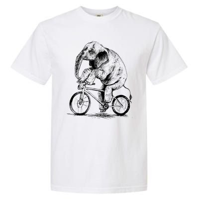 Funny Vintage Elephant On Bike Bicycle Garment-Dyed Heavyweight T-Shirt