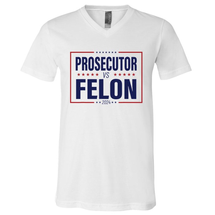 Funny Voting Election 2024 Usa The Prosecutor Vs The Felon V-Neck T-Shirt