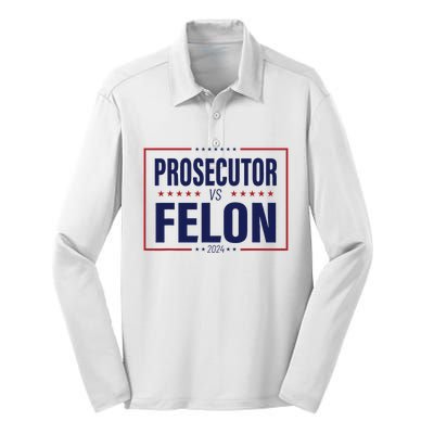 Funny Voting Election 2024 Usa The Prosecutor Vs The Felon Silk Touch Performance Long Sleeve Polo