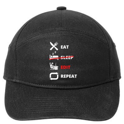 Funny Video Editing Film Making Cool Design For Video Editor Funny Gift 7-Panel Snapback Hat