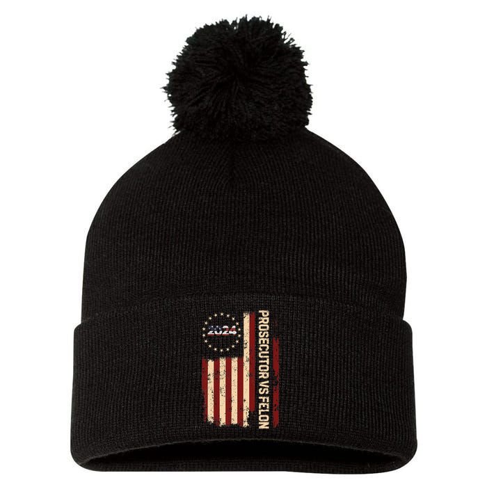 Funny Voting Election 2024 Prosecutor Vs Felon Pom Pom 12in Knit Beanie