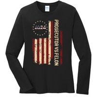 Funny Voting Election 2024 Prosecutor Vs Felon Ladies Long Sleeve Shirt