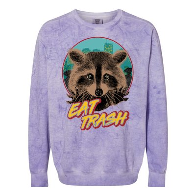 Funny Vintage Eat Trash Raccoon Colorblast Crewneck Sweatshirt