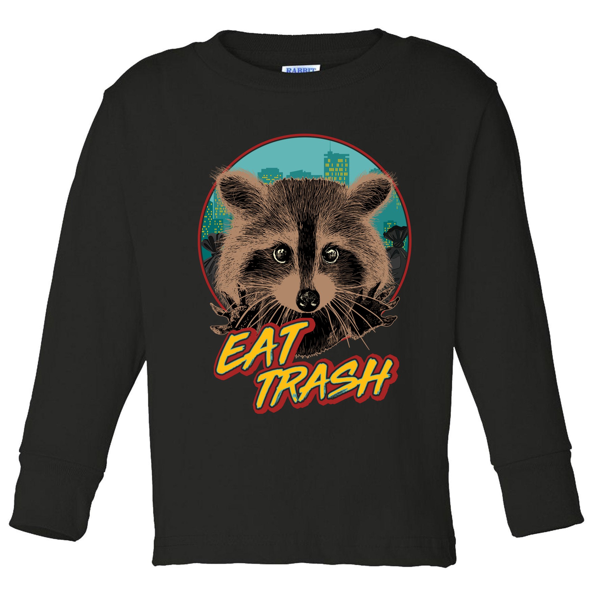 Funny Vintage Eat Trash Raccoon Toddler Long Sleeve Shirt