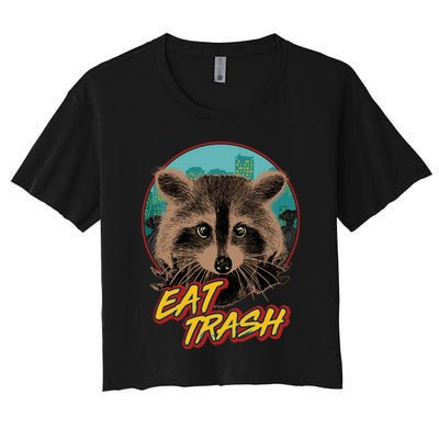 Funny Vintage Eat Trash Raccoon Crop Top