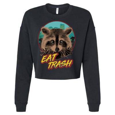 Funny Vintage Eat Trash Raccoon Cropped Pullover Crew