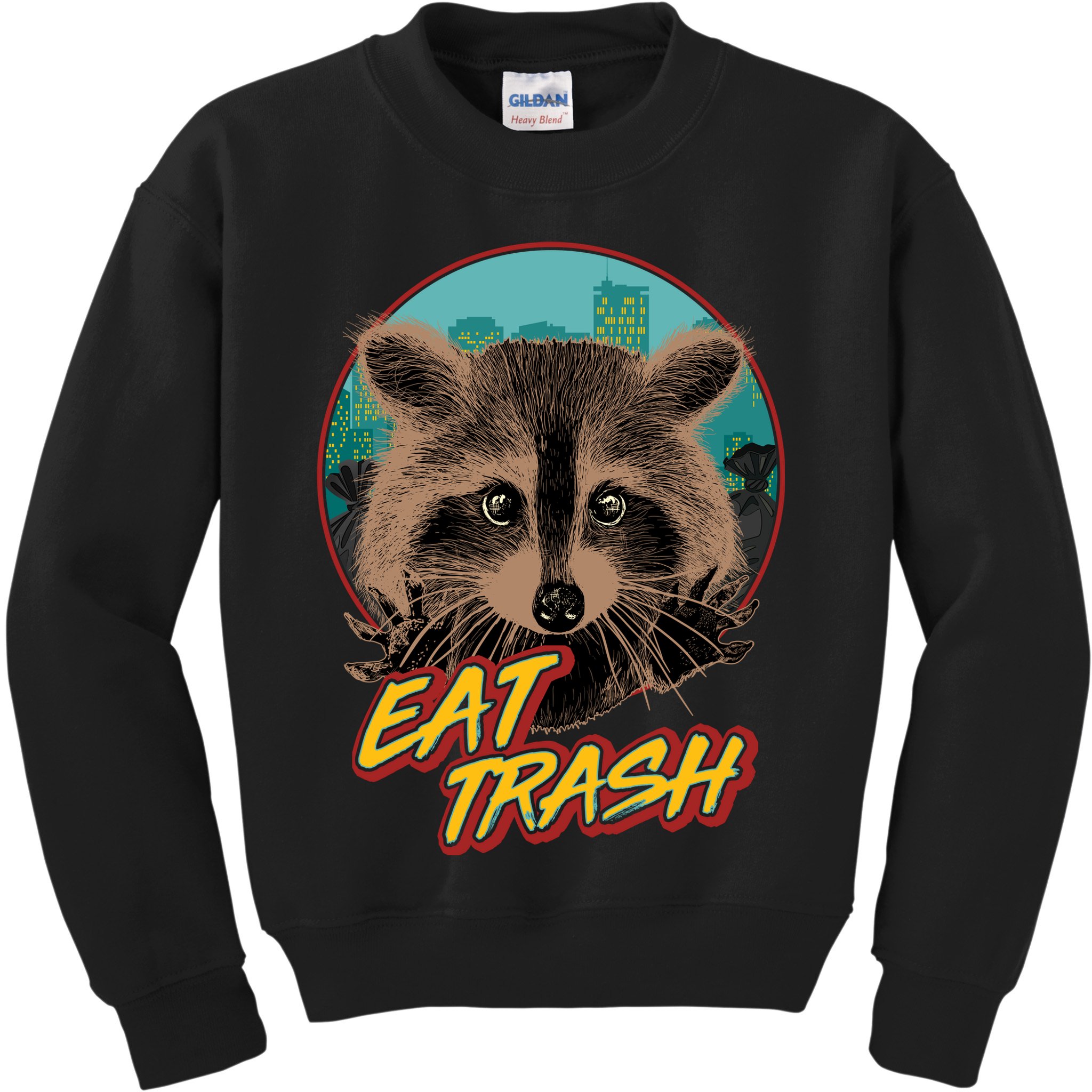 Funny Vintage Eat Trash Raccoon Kids Sweatshirt