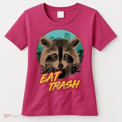 Funny Vintage Eat Trash Raccoon Womens T-Shirt
