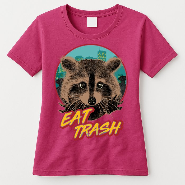 Funny Vintage Eat Trash Raccoon Womens T-Shirt