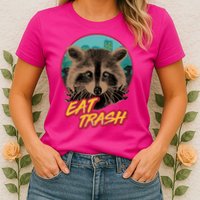 Funny Vintage Eat Trash Raccoon Womens T-Shirt