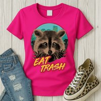 Funny Vintage Eat Trash Raccoon Womens T-Shirt