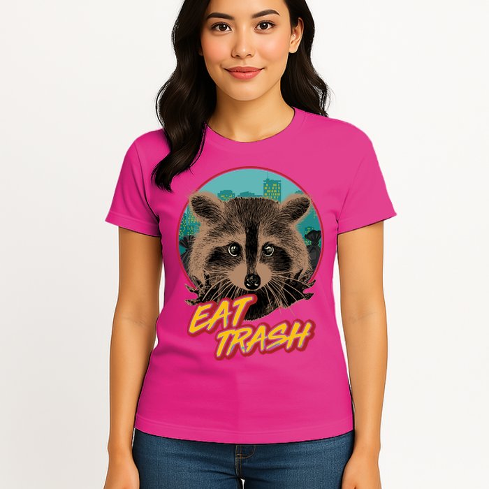 Funny Vintage Eat Trash Raccoon Womens T-Shirt