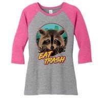 Funny Vintage Eat Trash Raccoon Women's Tri-Blend 3/4-Sleeve Raglan Shirt