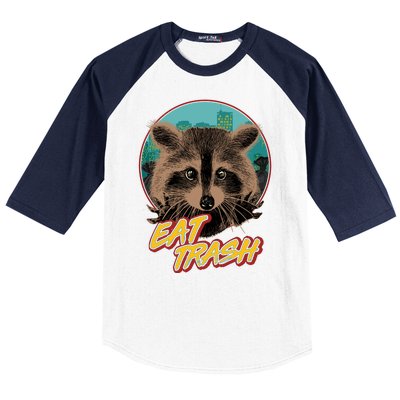 Funny Vintage Eat Trash Raccoon Baseball Sleeve Shirt