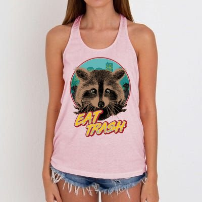 Funny Vintage Eat Trash Raccoon Women's Knotted Racerback Tank